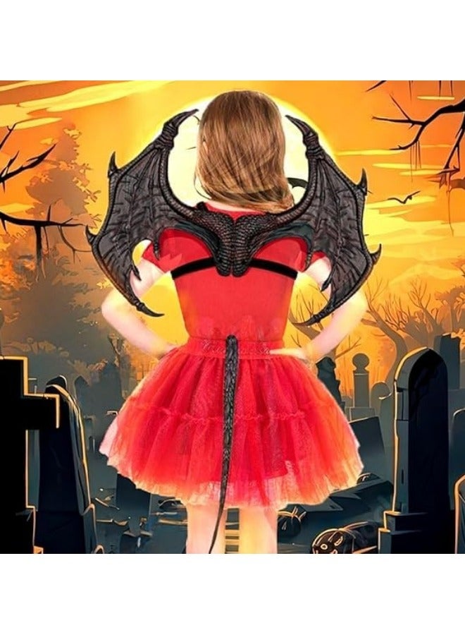 CCOVERY Dragon Costume Wing Dinosaur Tail Mask Dragon Cosplay Dinosaur Costume Set for Kids Children, Black - Image 2