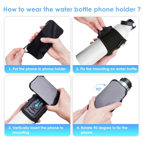 Cikyner Water Bottle Strap, Water Bottle Holder for Mobile Phone 360° Rotatable & Removable Water Bottle Pouch Gym Water Bottle Accessories for 4.5-7'' Mobile Phone & 18-40 oz Water Bottles (G7) - Image 5