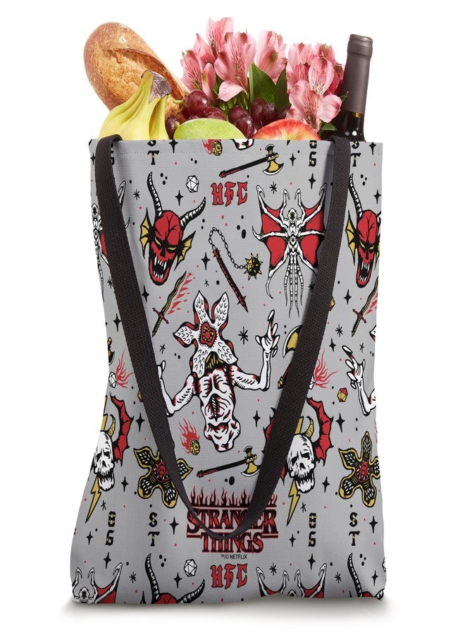 Stranger Things Demogorgon Hellfire Club Pattern Tote Bag 16 inches - Image 4