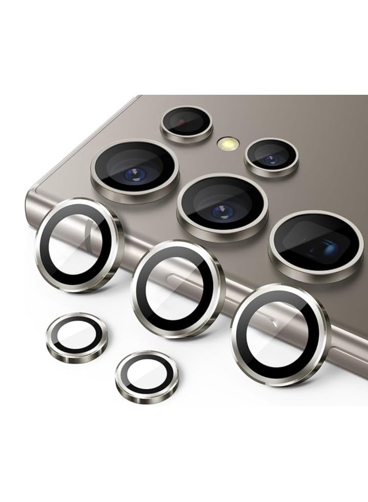 Samsung Galaxy S24 Ultra 5G Camera Lens Protector, HD 9H Tempered Glass Camera Screen Protector, Metal Ring Lens Cover for Samsung S24 Ultra, 1 Set - Titanium Gray  - Image 1