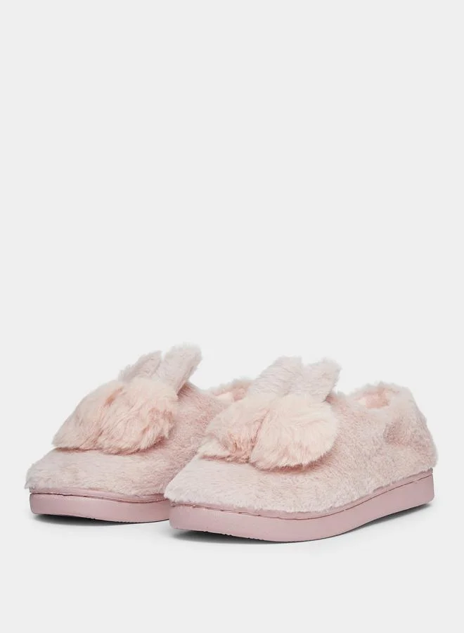 Take Two Solid Plush Cute Rabbit Bedroom Slippers