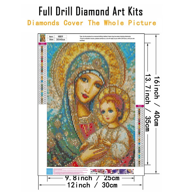 CHWGLFGG 5D Diamond Art Kits for Adults Beginners, 3 Pack Virgin Mary Diamond Painting Kits, DIY Full Round Drill Paint by Diamonds Dot Gem Art for Adults, Home Wall Decor 12x 16 Inch - Image 5