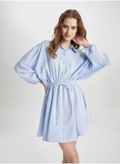 DeFacto Shirt Collar Modal Mini Long Sleeve Dress  - Image 3