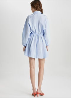 DeFacto Shirt Collar Modal Mini Long Sleeve Dress  - Image 2