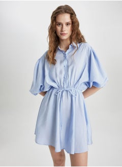 DeFacto Shirt Collar Modal Mini Long Sleeve Dress  - Image 5