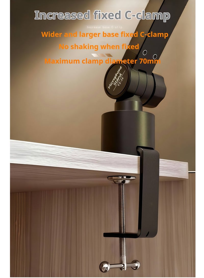 FlashHawk Microphone Boom Arm - Adjustable 360° Rotatable Mic Arm With Height Raising Rod - Table Stand Foldable Scissor Stable Mount Arms for Radio Studio, Podcast, Gaming - Image 4