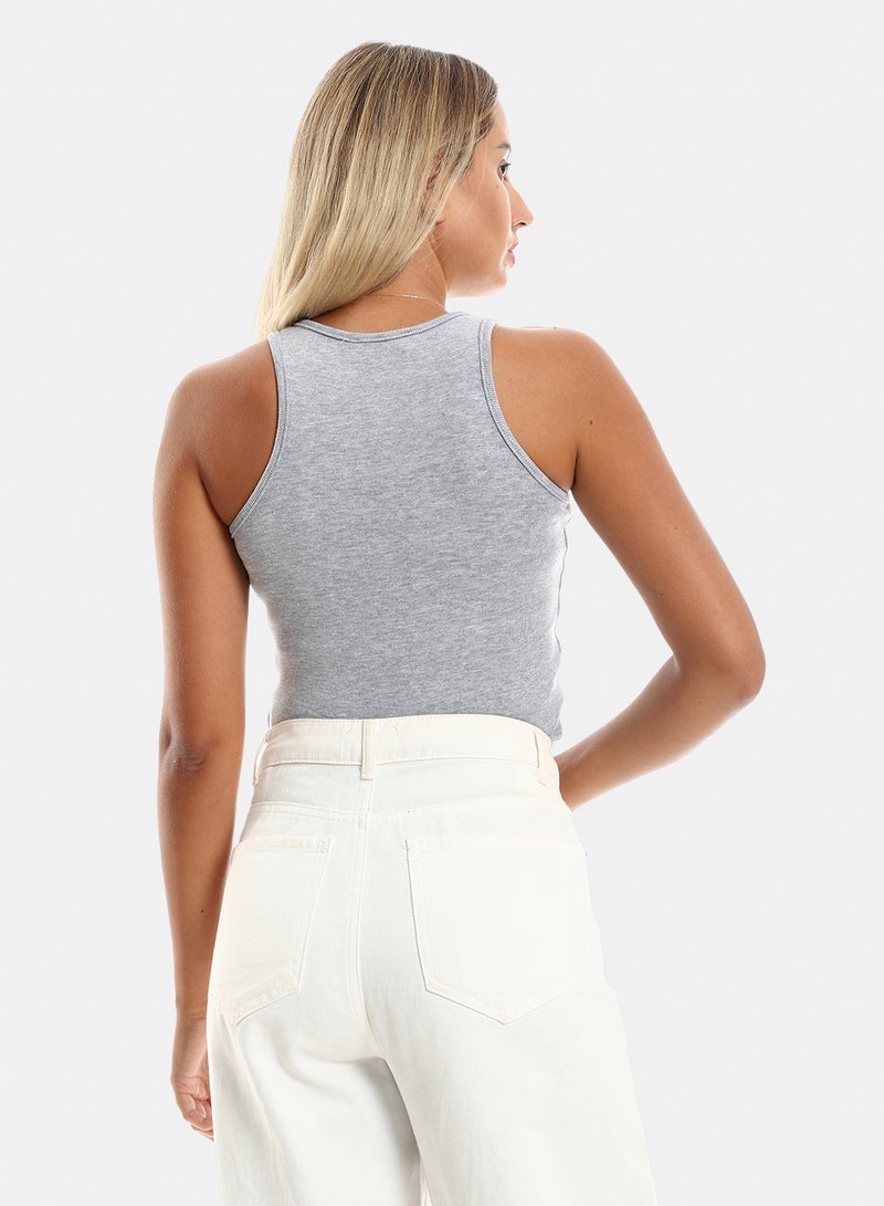 belle Slim Fit Solid Sleeveless Tank Top - Image 3