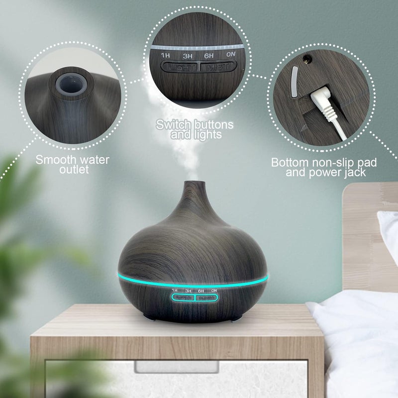 Essential Oil DiffUSer, 550mlOil DiffUSer With 4 Timer, Aromatherapy DiffUSer With Auto Shut-Off Function, Cool Mist Humidifier Bpa-Free For Bedroom Home -Dark Brown - Image 5