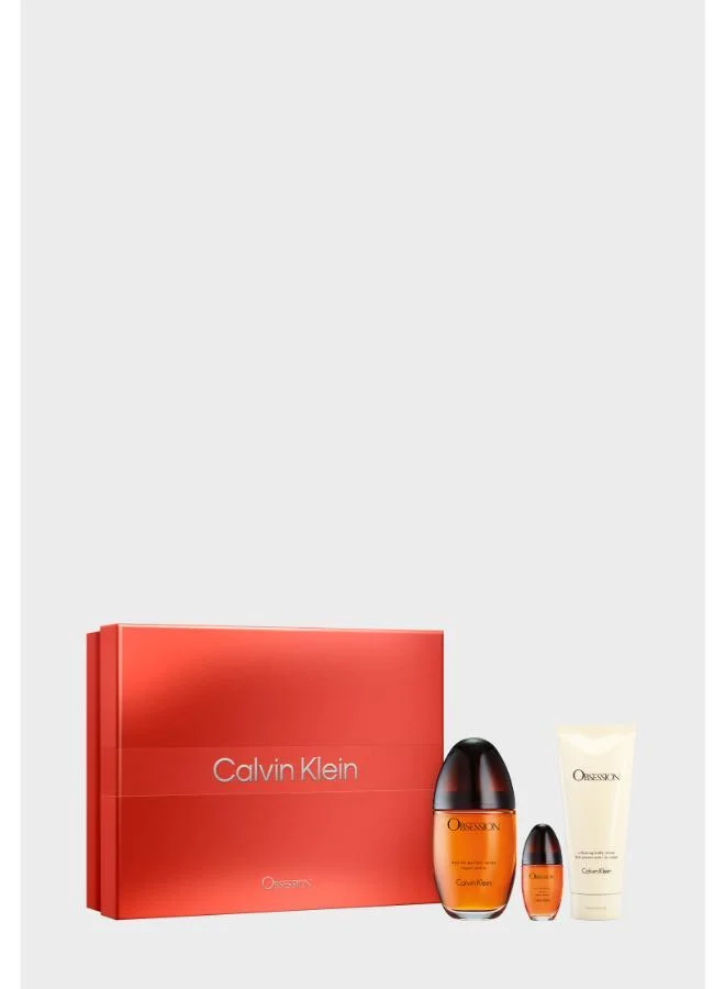 Calvin Klein  Obsession for Women Eau de Parfum 100ml, Body Lotion 100ml & Eau de Parfum 15ml Gift Set for Women | Best Price UAE