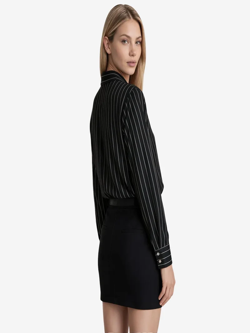 Jennyfer Black Women's Striped V-Neck Blouse for Women | Best Price UAE