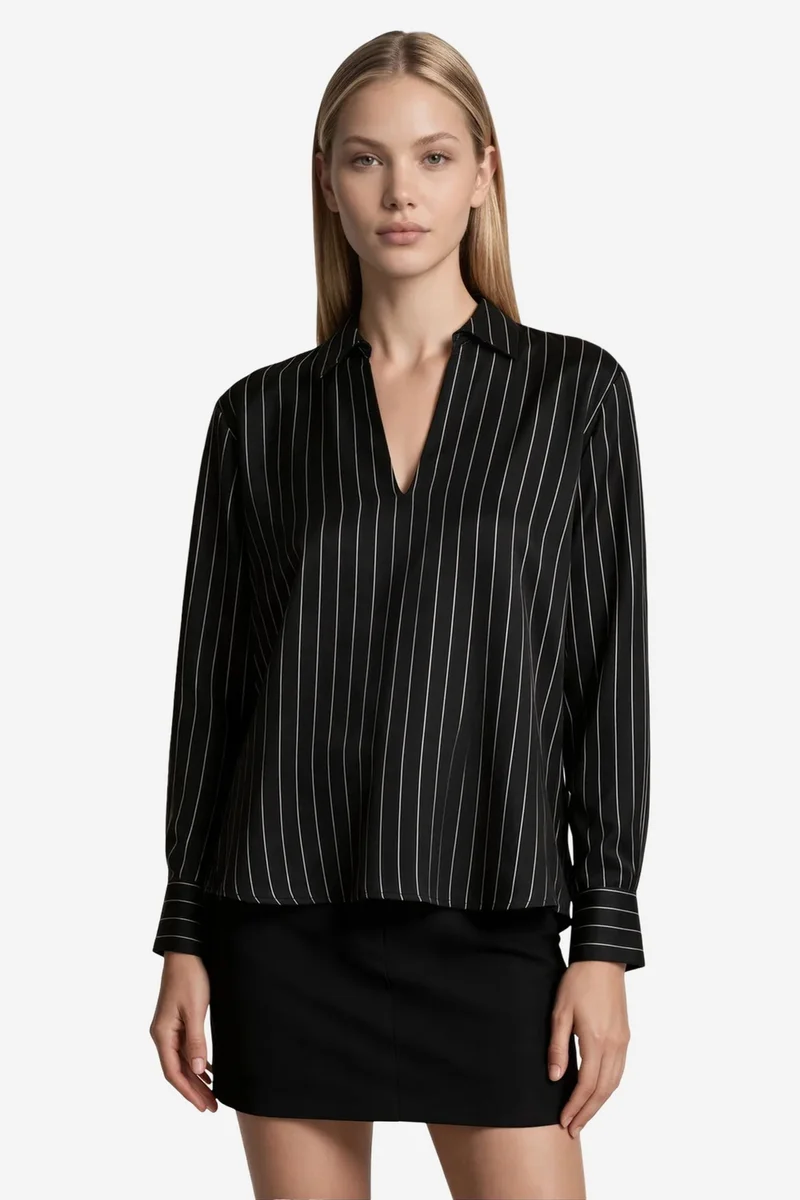 Jennyfer Women's Striped V-Neck Blouse