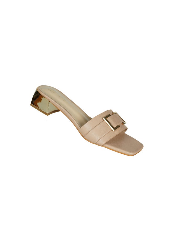 ZAYNA 221-57 Zayna Ladies  Fashion Mid Heel Slip on 18F4088-8 Pink  - Image 1