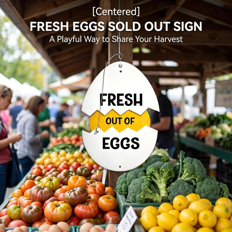 Wooden Sign 30*22*1.3Cm Dual-Sided Slide-Out Panels Farm Sign - Rustic Farmhouse Egg Design Poultry Sign For Outdoor Farm Stands Chicken Coops Garden Spaces - Image 3