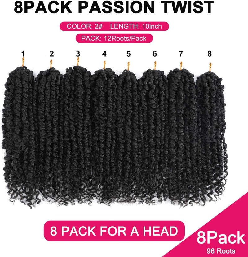 NAYOO Passion Twist Hair - 8 Packs 10 Inch Passion Twist Crochet Hair For Women, Crochet Pretwisted Curly Hair Passion Twists Synthetic Braiding Hair Extensions (10 Inch 8 Packs, 2) - Image 4
