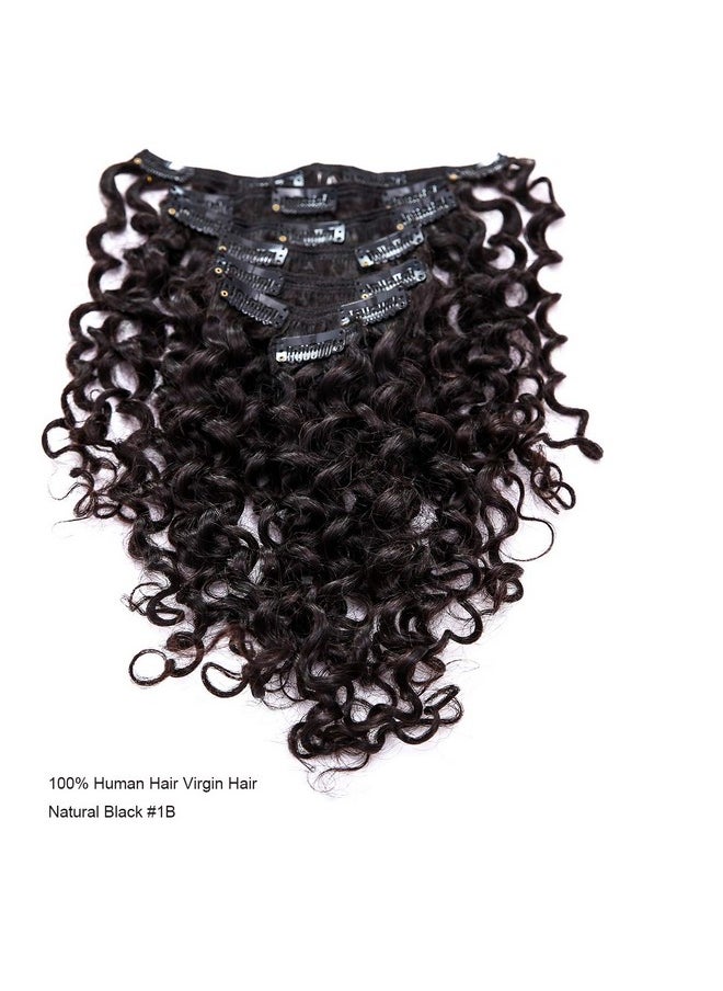Anrosa - Water Wave Clip In Hair Extensions Human Curly Hair Natural Black 1B Double Weft Water Wave Curly Clip Ins Extensions For Black Women Clip On Wave Hair Extension 16 Inch 120 Gram - Image 1