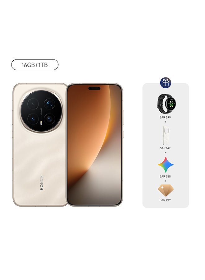هونور Magic8 Pro 16GB RAM 1TB Dual SIM 5G Sunrise Gold with Honor Watch Fit - Middle East Version - Image 1