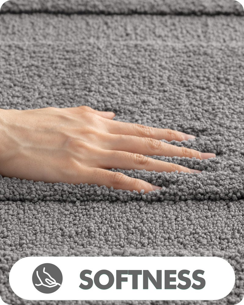 LUMI Bathroom Rugs  17""x30"" Ultra Soft Bath Mats for Bathroom  Absorbent Bath Mat  Microfiber Washable Bath Rug  Non Slip Rubber Backing Shower Rugs for Bathtub  Bathroom Floor  Dark Grey - Image 2