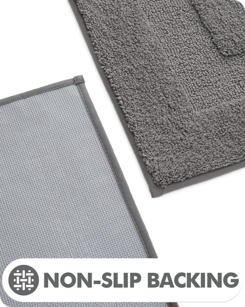 LUMI Bathroom Rugs  17""x30"" Ultra Soft Bath Mats for Bathroom  Absorbent Bath Mat  Microfiber Washable Bath Rug  Non Slip Rubber Backing Shower Rugs for Bathtub  Bathroom Floor  Dark Grey - Image 4