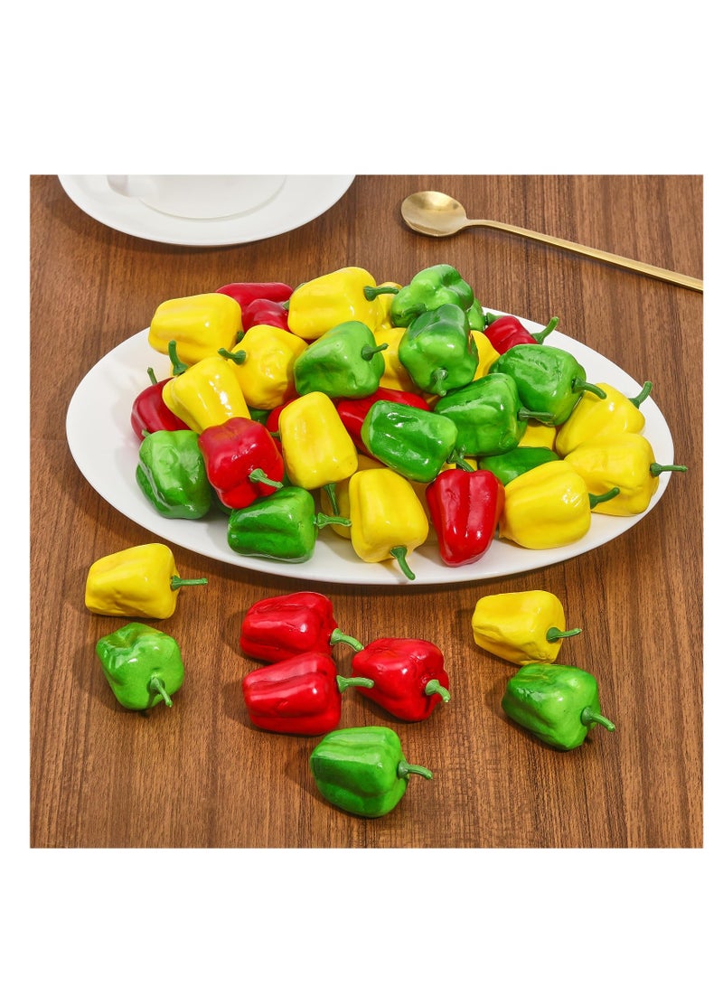 SOLARAE 60 Pcs Artificial Foam Bell Peppers - Realistic Simulation Vegetables in Mixed Colors for Party Decorations, Autumn Supplies, Farmhouse Style, Restaurant Use, and Photography Props. - Image 3