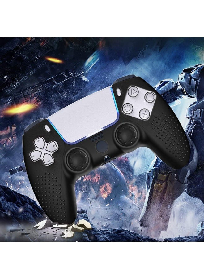 غطاء سيليكون لوحدة تحكم سوني بلاي ستيشن 5 (PS5) - غطاء واقٍ مانع للانزلاق ذو قبضة فائقة، غطاء مطاطي ناعم مقاوم للصدمات مع راحة محسّنة، نسيج مقاوم للعرق وحماية كاملة لوحدة التحكم اللاسلكية - أسود - Image 3