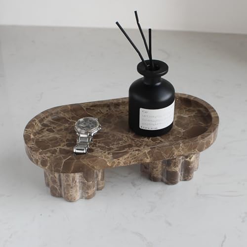 Natust Natural Travertine Marble Oval Tray with 2 Legs, 10" Vanity Decorative Tray for Countertop Organizer, Catchall Tray for Perfume, Candles, Jewelry Dish - Image 3