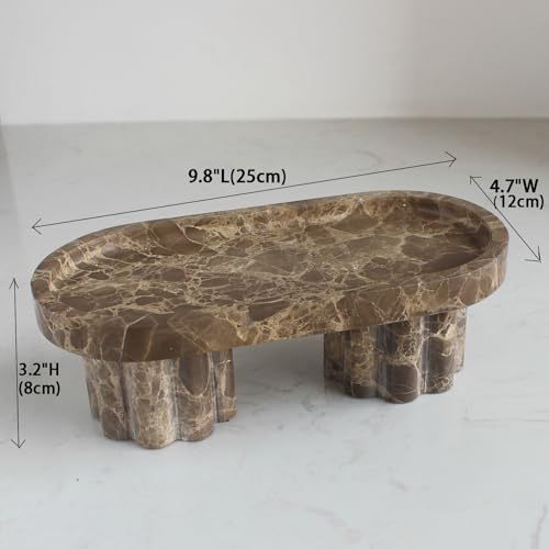 Natust Natural Travertine Marble Oval Tray with 2 Legs, 10" Vanity Decorative Tray for Countertop Organizer, Catchall Tray for Perfume, Candles, Jewelry Dish - Image 2