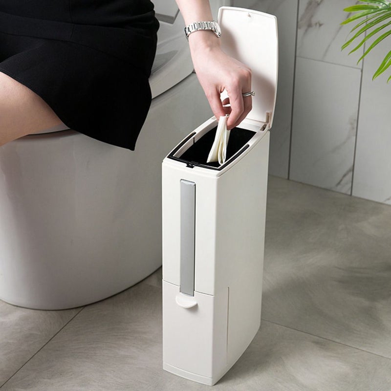 Built-in Trash Can with Toilet Brush Holder - Image 1