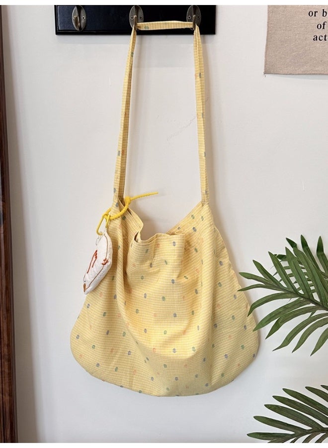 Gentle Cream-colored Polka Dot Summer Large-capacity, Fresh And Fashionable Single-shoulder Women's Bag, Cloth Bag, Crossbody Underarm Bag - Image 2