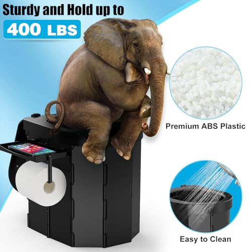 PAHTTO Portable Foldable Toilet for Adults with Detachable Phone Shelf and Paper Holder, Waterproof Porta Potty with Lid for Camping, Hiking, Long Road Trips, Car, Black - Image 4