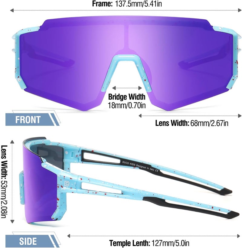 DUCO Polarized Kids Sunglasses Youth Sports Cycling Shades Lightweight Frame UV400 Child Boys Girls Baseball SunGlasses DK310 - Image 3