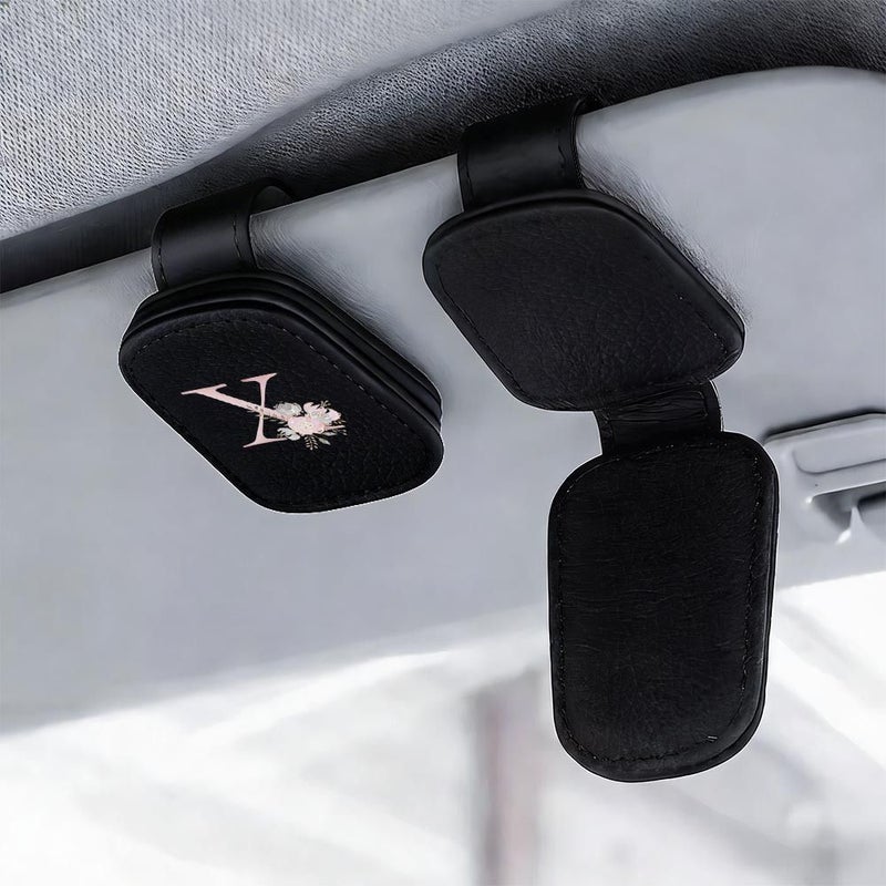 1pc Universal Car Sun Visor Glasses Clip Faux Leather Colorful Floral Print D Storage - Image 2