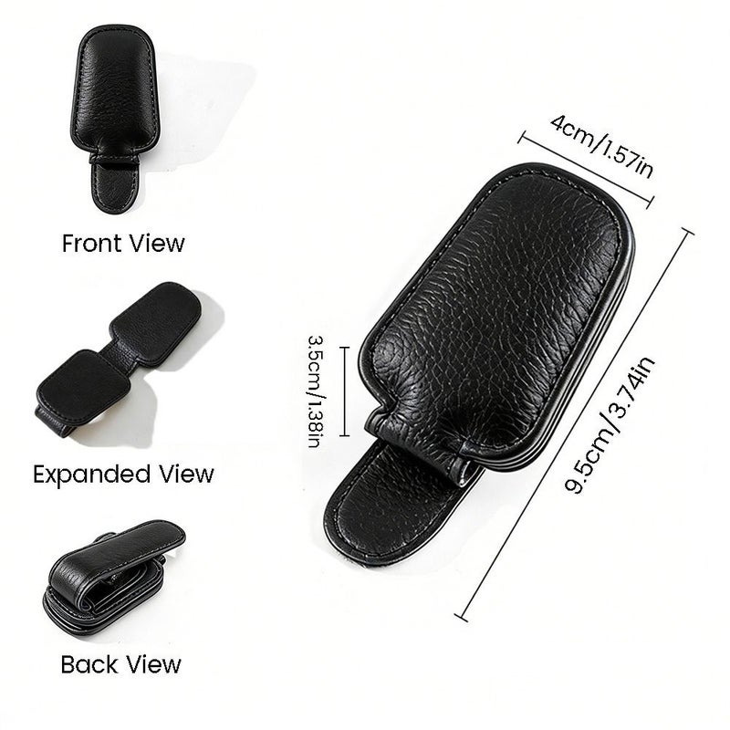 1pc Universal Car Sun Visor Glasses Clip Faux Leather Colorful Floral Print D Storage - Image 5