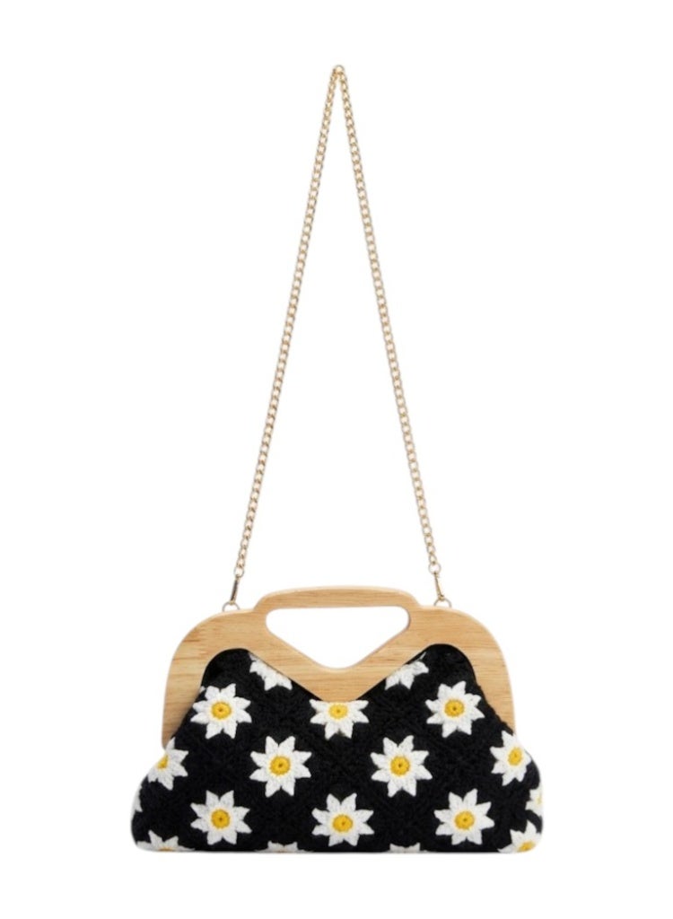 لايف ستيلاش  حقيبة يد خشب ونسيج ZS-14 - أسود - Image 3