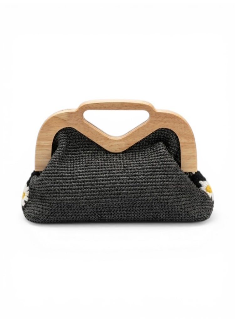 لايف ستيلاش  حقيبة يد خشب ونسيج ZS-14 - أسود - Image 5