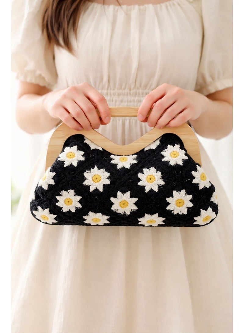 لايف ستيلاش  حقيبة يد خشب ونسيج ZS-14 - أسود - Image 1