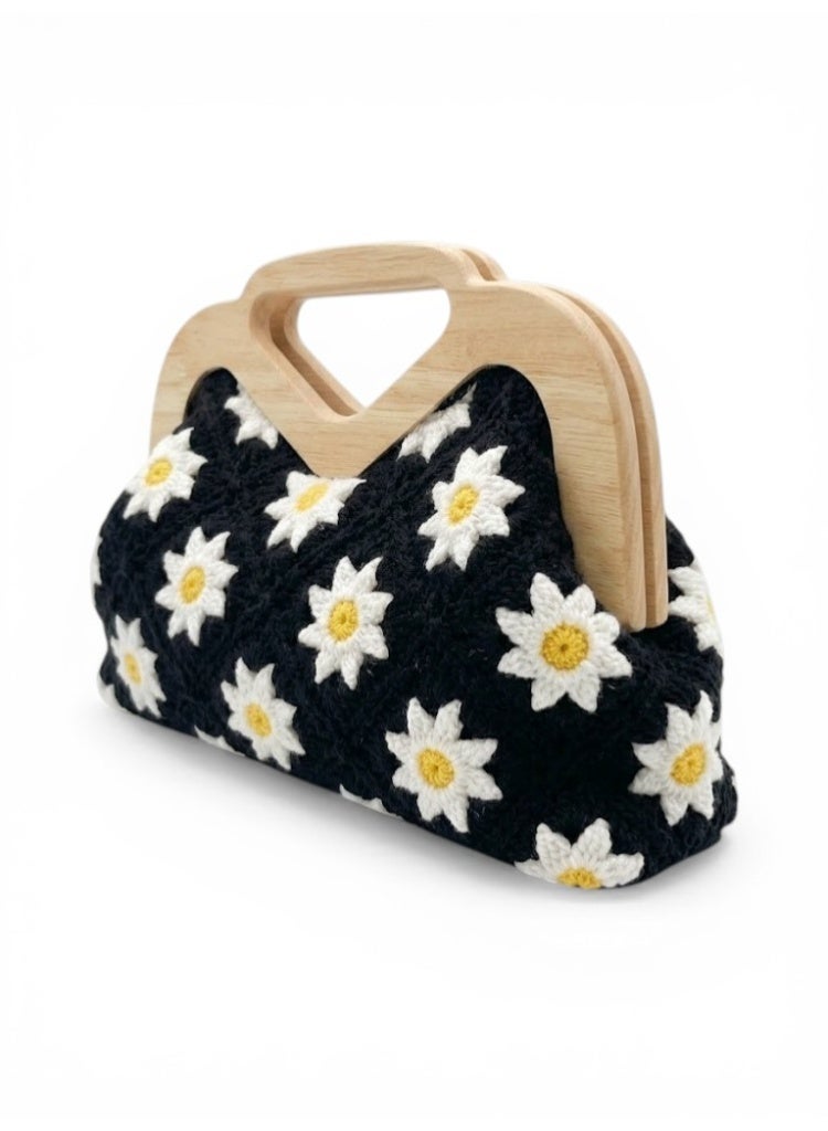 لايف ستيلاش  حقيبة يد خشب ونسيج ZS-14 - أسود - Image 4