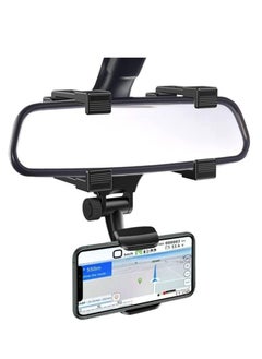 Rear View Mirror Car Mount Phone Holder Stand with 270° Swivel and Adjustable Clips