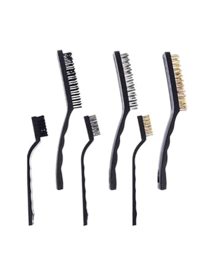 6Pcs Nylon and Stainless Steel Wire Brush Set for Industrial Cleaning Rust Removal - Image 1