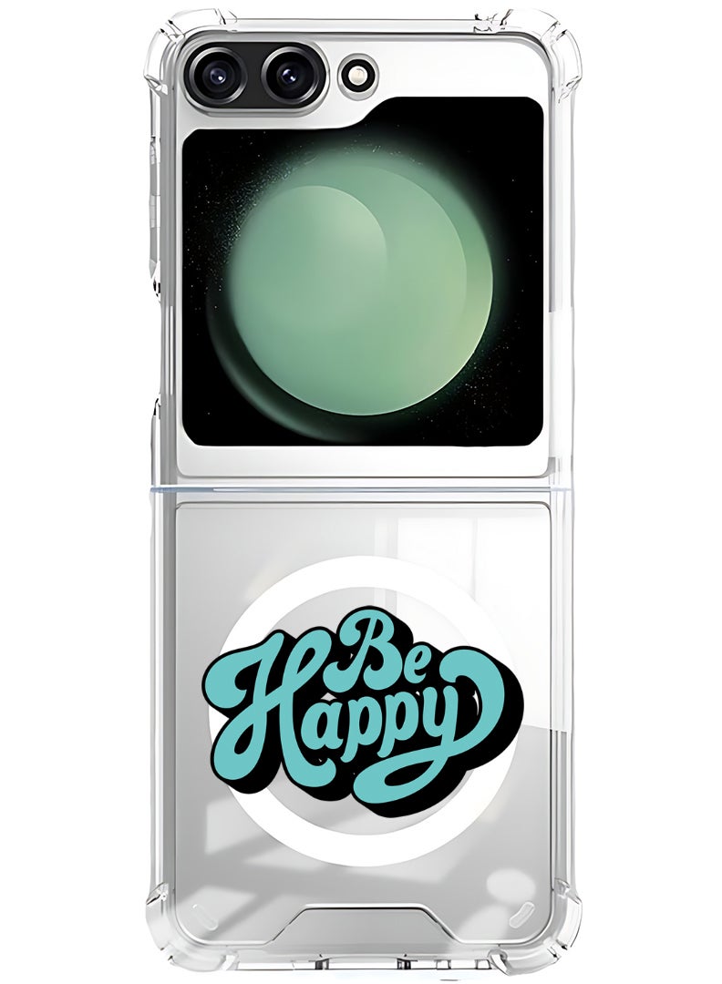 Theodor Magnetic Case for Samsung Galaxy Z Flip 6 Compatible with MagSafe Wireless Charging, Shockproof Phone Bumper Cover Be happy - Image 1