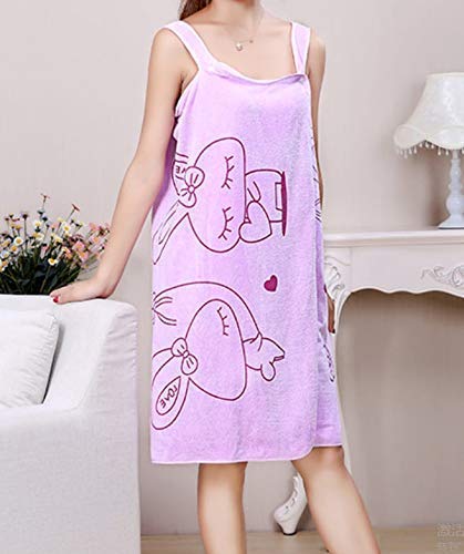 Styxon Bath Towel Wrap Women Luxury Cozy Coral Fleece Highly Water Absorbent Beach Spa Gym Bathrobes Slip Up Tube Dress Nightwear Sleepdress - (Purple) - Image 3