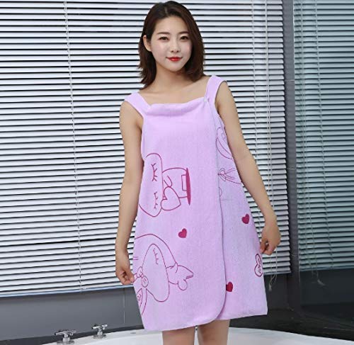 Styxon Bath Towel Wrap Women Luxury Cozy Coral Fleece Highly Water Absorbent Beach Spa Gym Bathrobes Slip Up Tube Dress Nightwear Sleepdress - (Purple) - Image 4