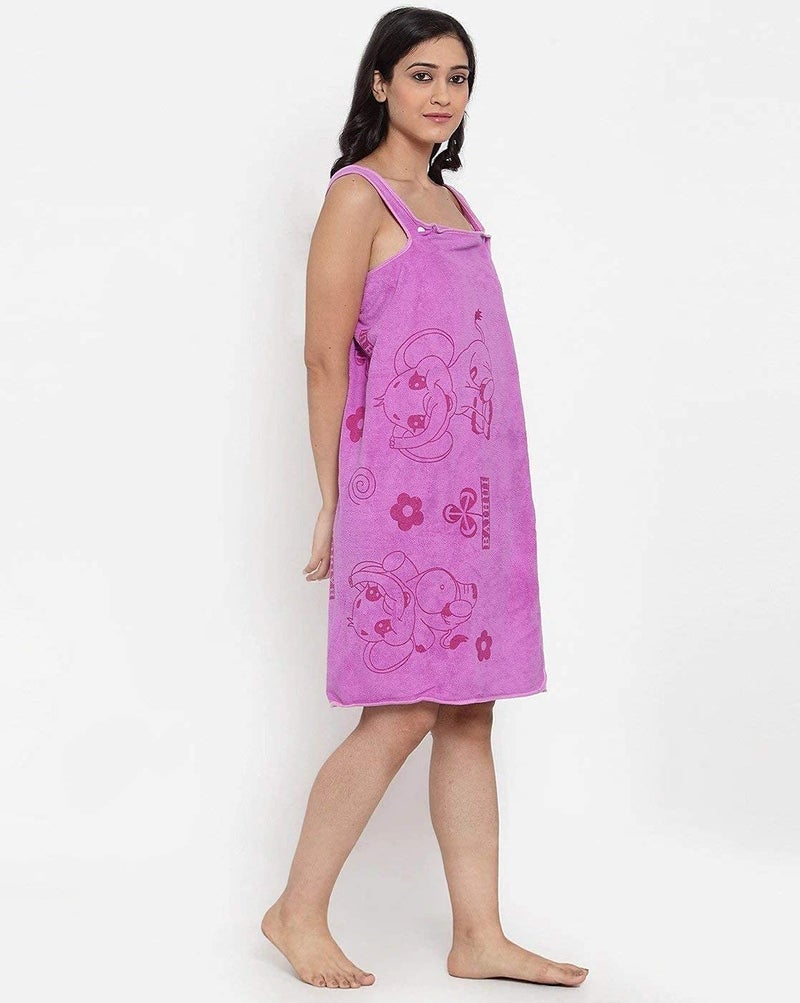 Styxon Bath Towel Wrap Women Luxury Cozy Coral Fleece Highly Water Absorbent Beach Spa Gym Bathrobes Slip Up Tube Dress Nightwear Sleepdress - (Purple) - Image 5