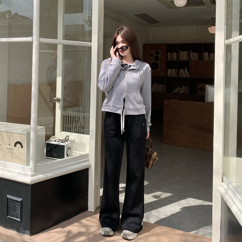 Korean Design Bow Print Plus-Size Slimming Pants Gray  - Image 4