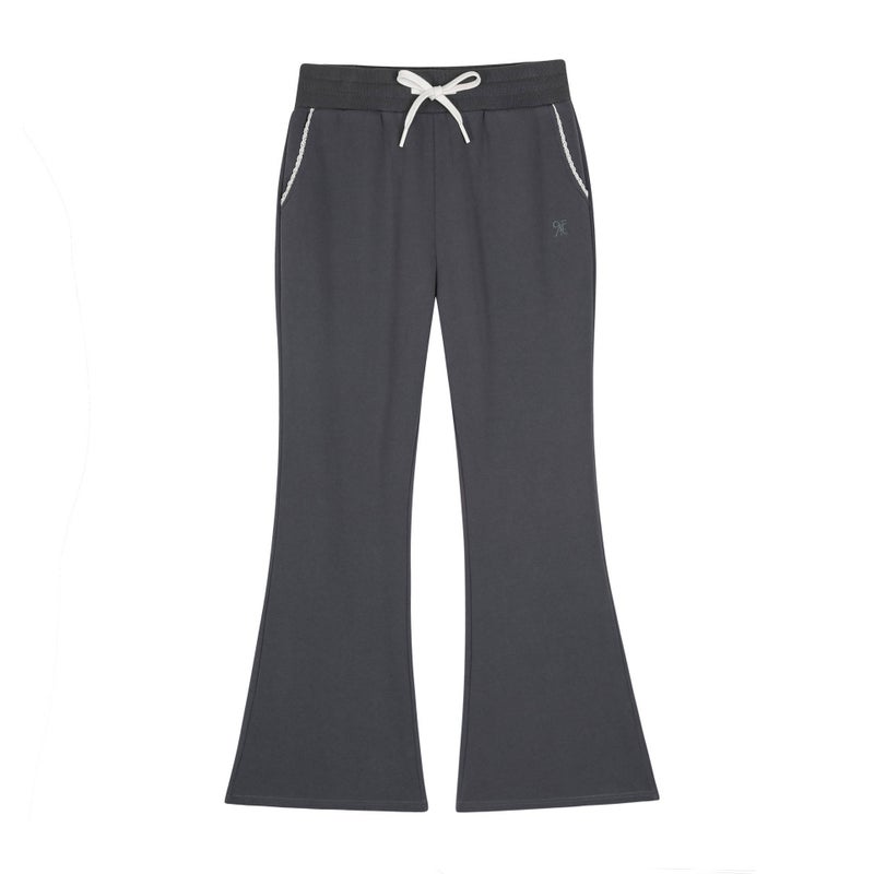 Korean Design Bow Print Plus-Size Slimming Pants Gray  - Image 1