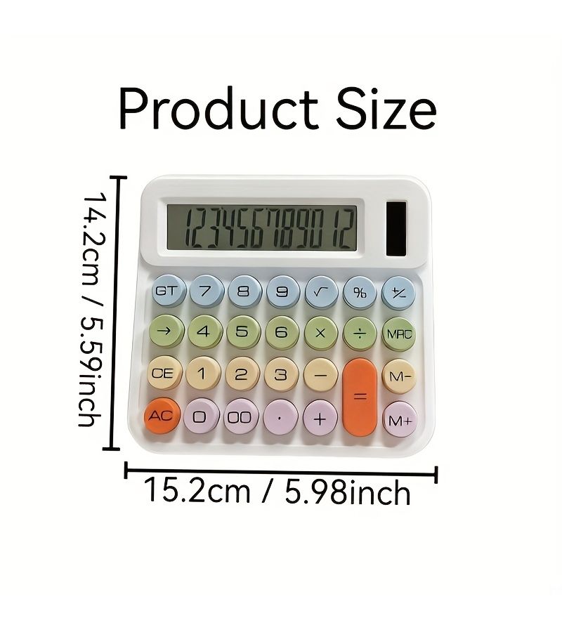 Blue Desktop Calculator Dual Power Solar Battery Large LCD Home Office - Image 1