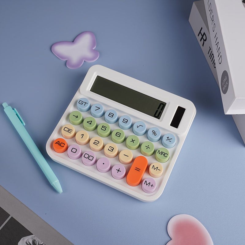 Blue Desktop Calculator Dual Power Solar Battery Large LCD Home Office - Image 2