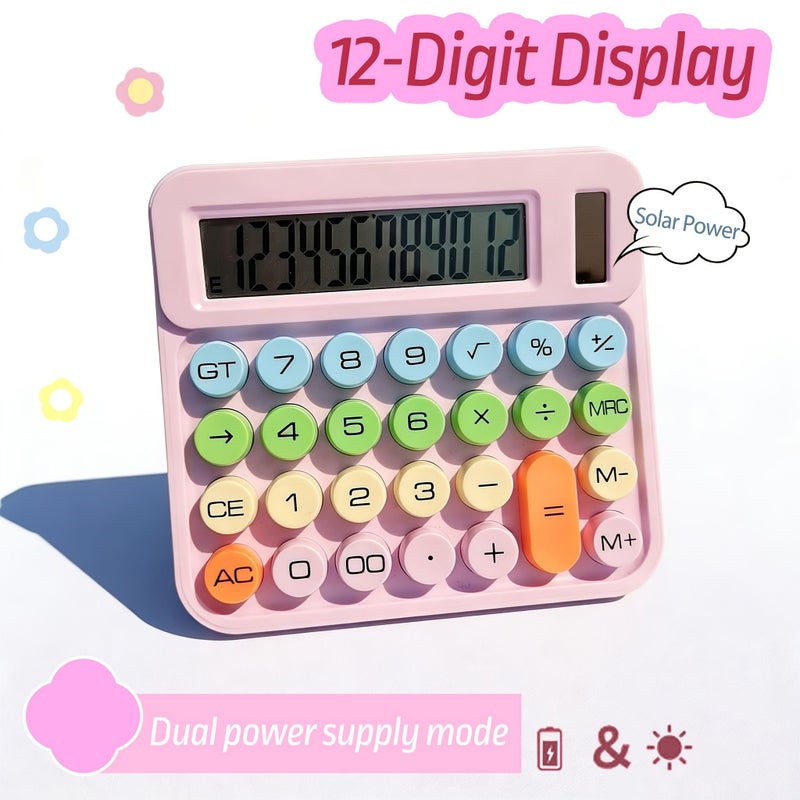 Blue Desktop Calculator Dual Power Solar Battery Large LCD Home Office - Image 4