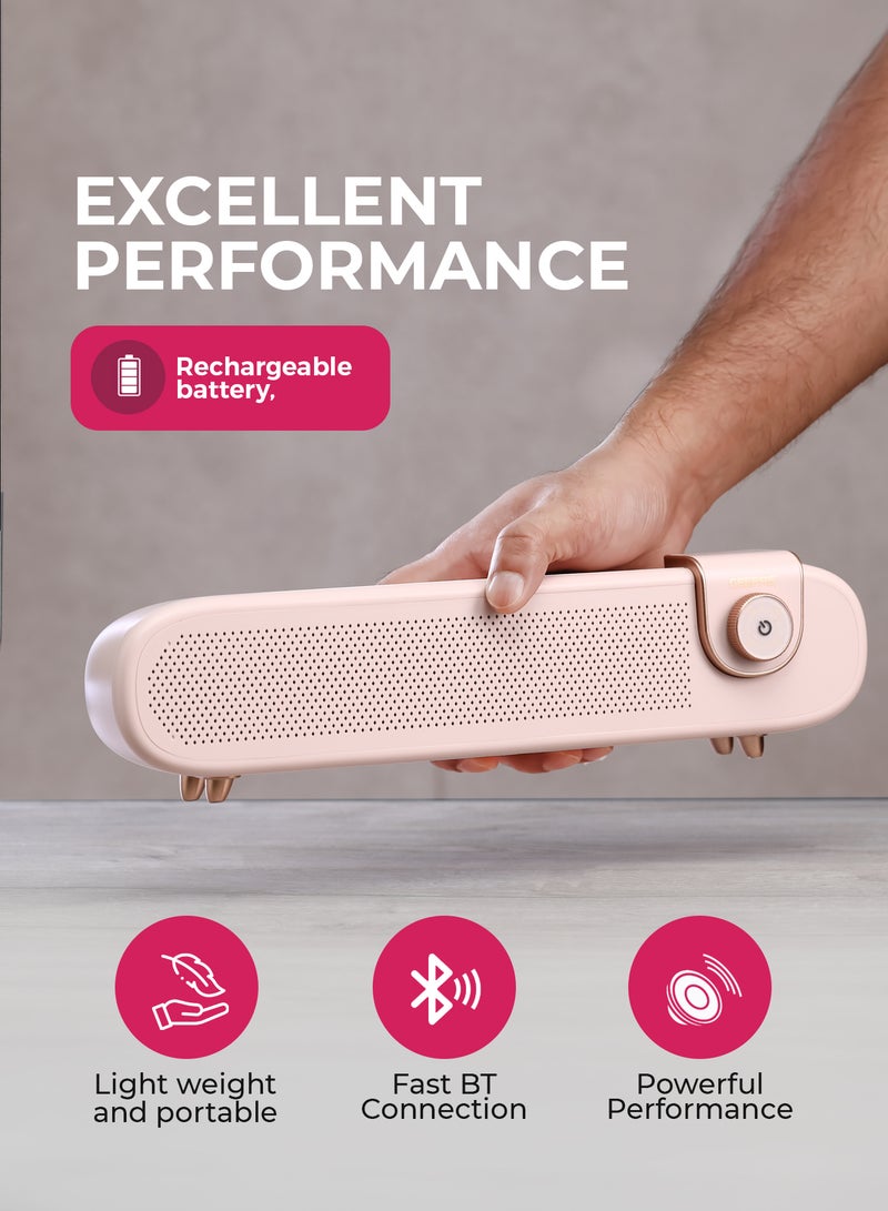 GEEPAS Portable Stylish Bluetooth Speaker | 6 Hours Playtime, Stereo Surround Sound, TF/USB/AUX Support | Type-C Charging, Compact Design GMS11198 | Pink pink - Image 2
