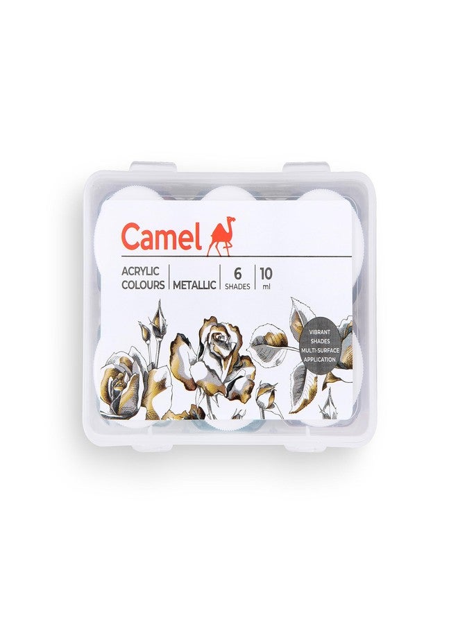 Camel Fabrica Acrylic Metallic Color - 10ml each, 6 Shades - Image 1