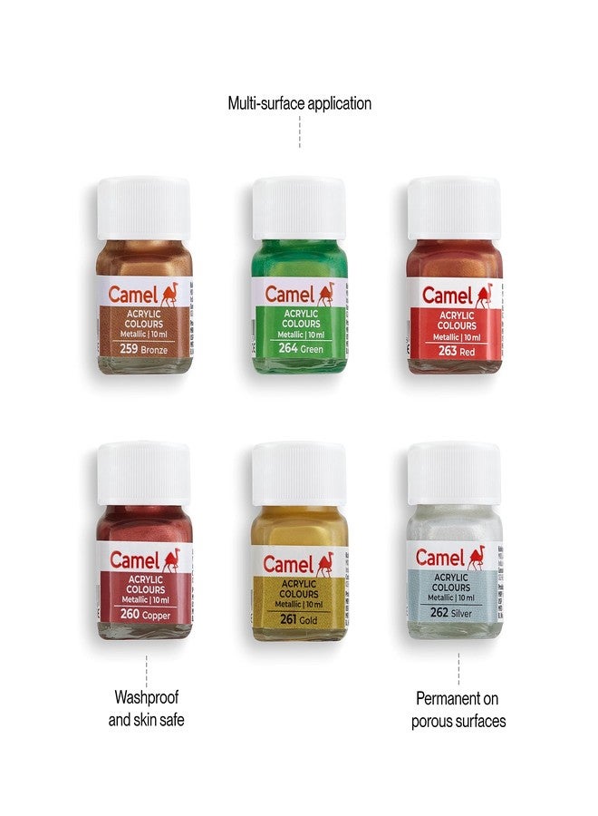 Camel Fabrica Acrylic Metallic Color - 10ml each, 6 Shades - Image 4